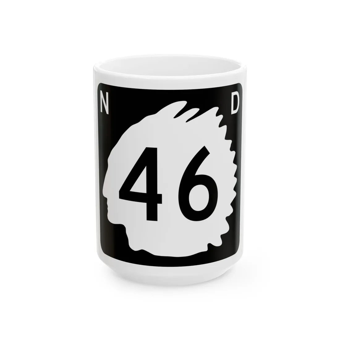 North Dakota 46 (North Dakota) (Road Sign) White Coffee Mug 15oz - Go Mug Yourself