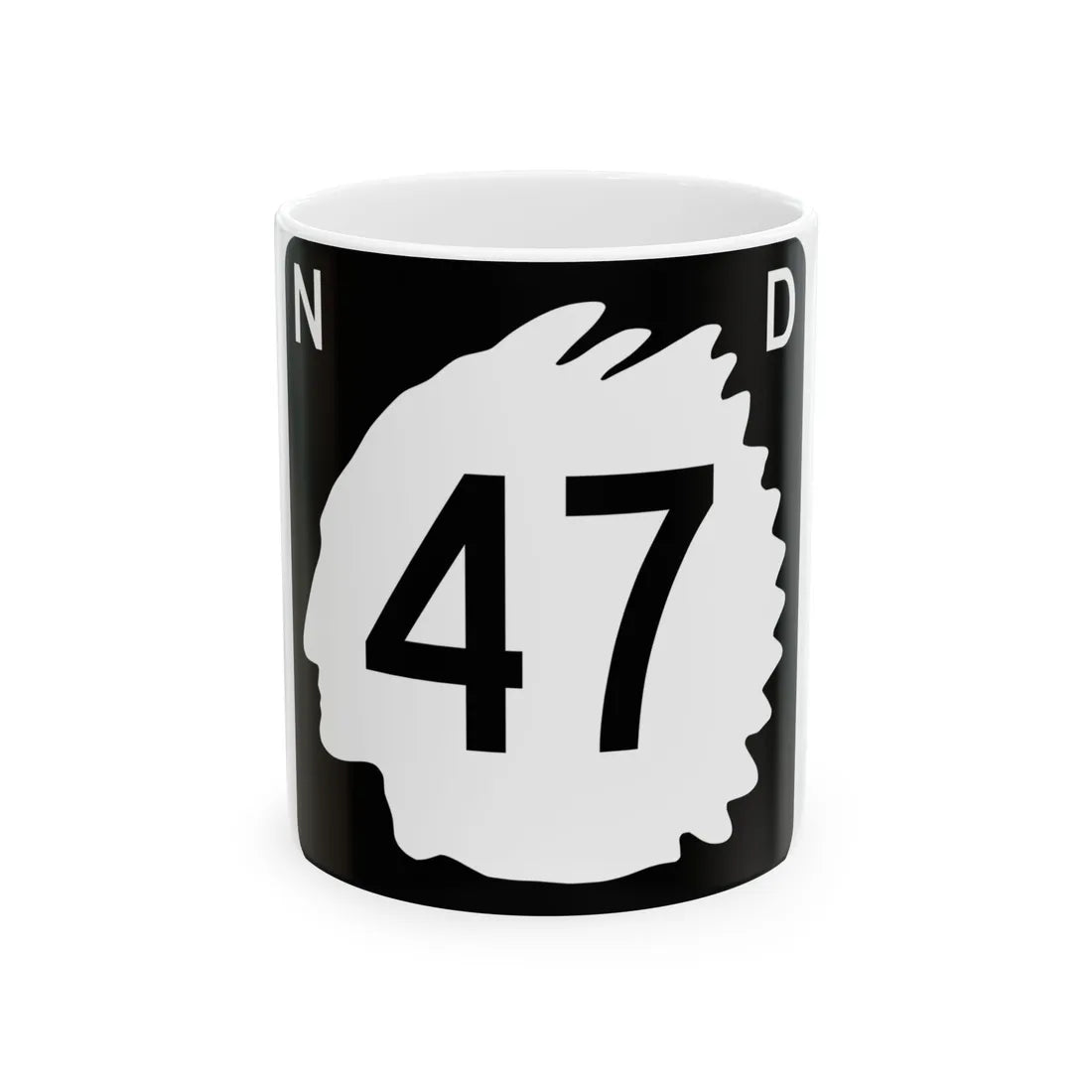 North Dakota 47 (North Dakota) (Road Sign) White Coffee Mug 11oz - Go Mug Yourself