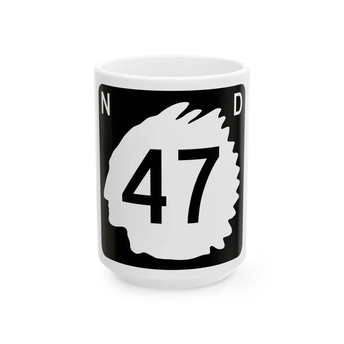 North Dakota 47 (North Dakota) (Road Sign) White Coffee Mug 15oz - Go Mug Yourself