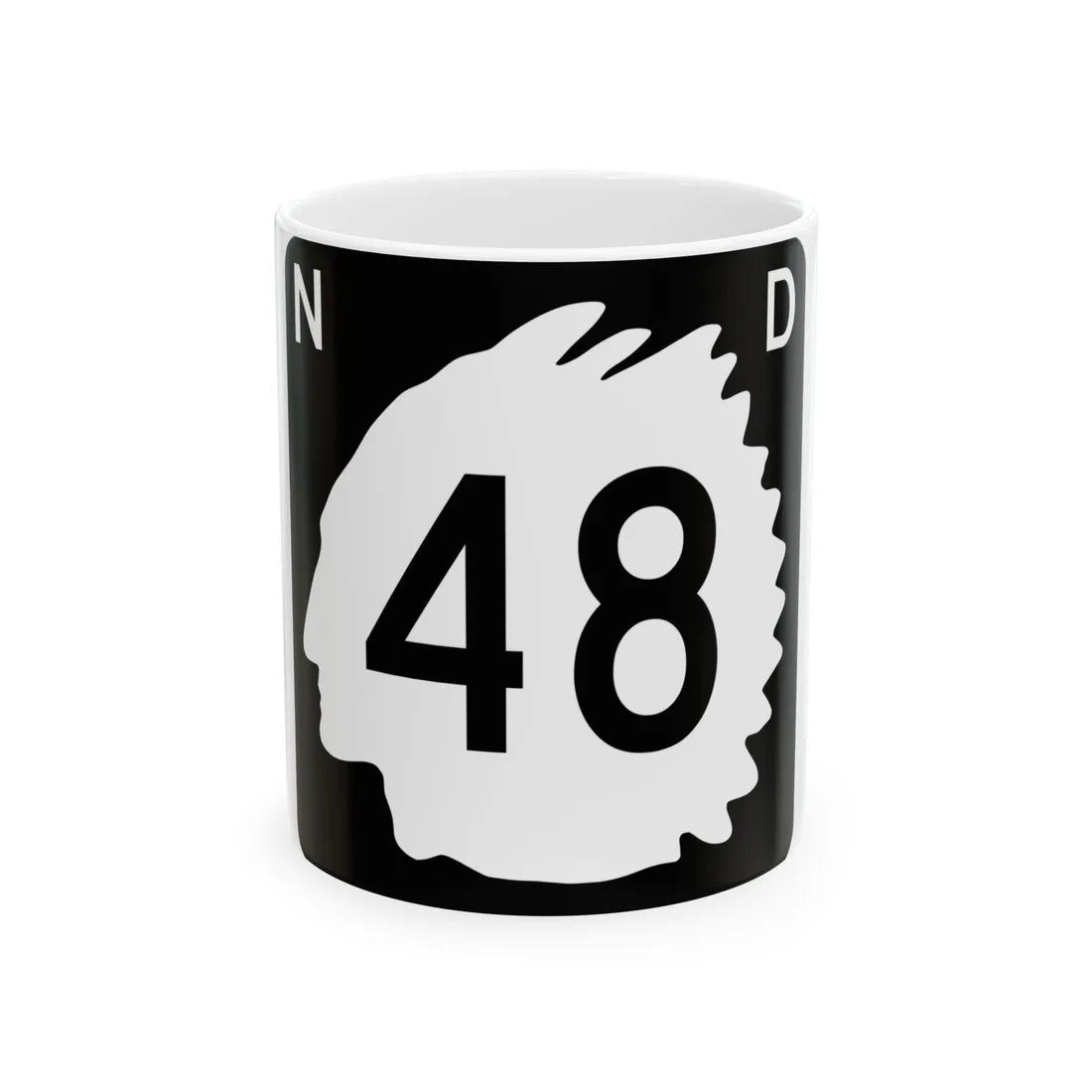North Dakota 48 (North Dakota) (Road Sign) White Coffee Mug 11oz - Go Mug Yourself