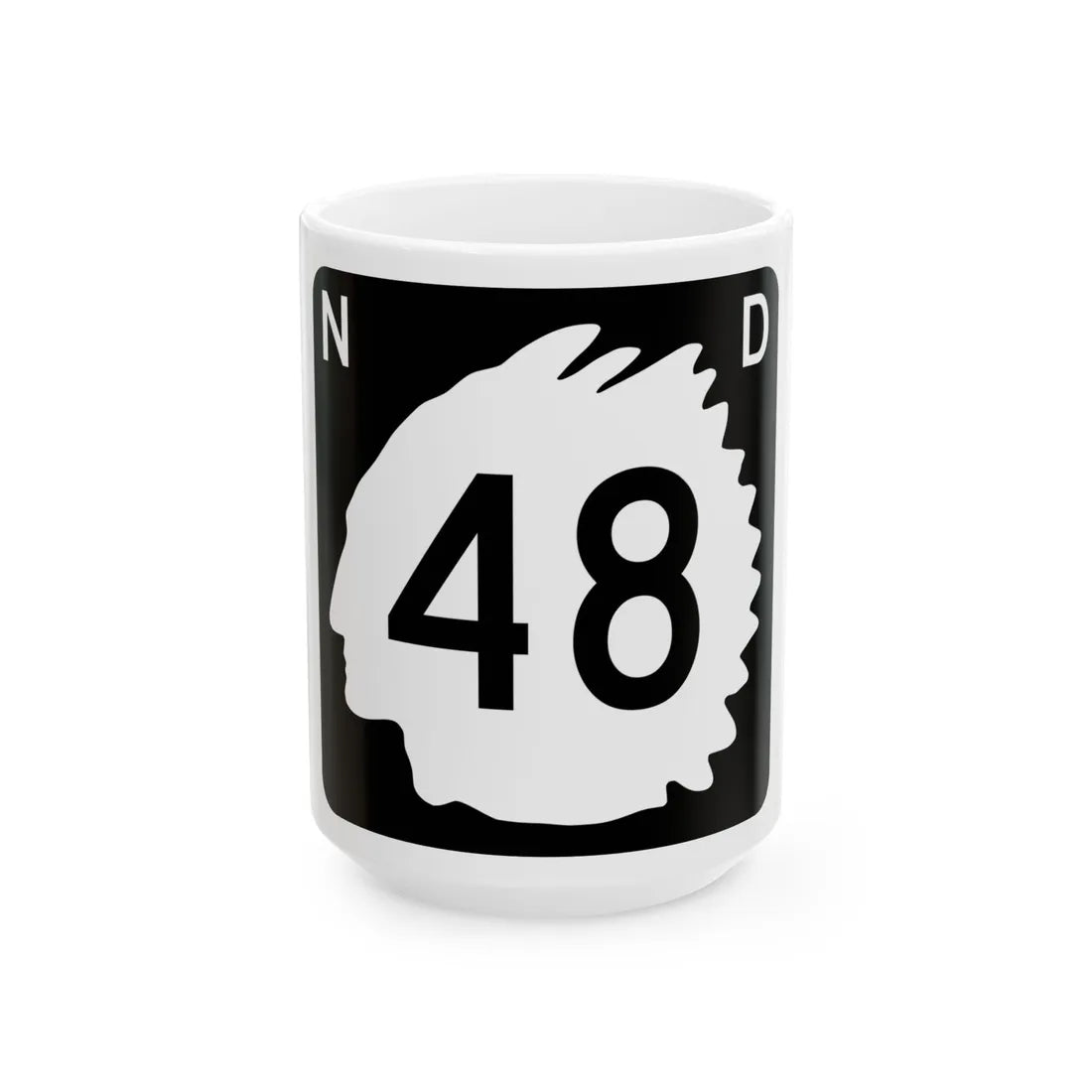 North Dakota 48 (North Dakota) (Road Sign) White Coffee Mug 15oz - Go Mug Yourself
