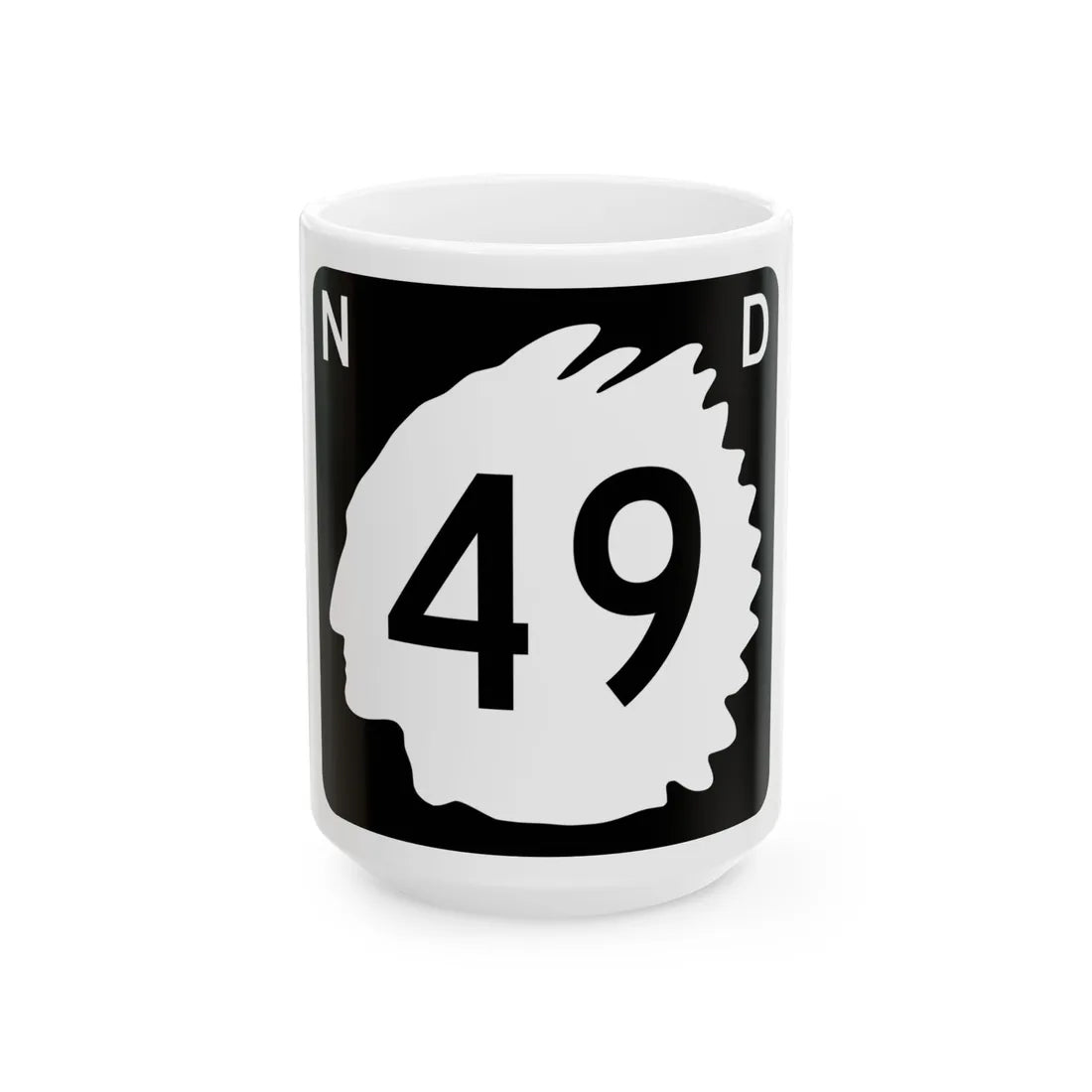 North Dakota 49 (North Dakota) (Road Sign) White Coffee Mug 15oz - Go Mug Yourself