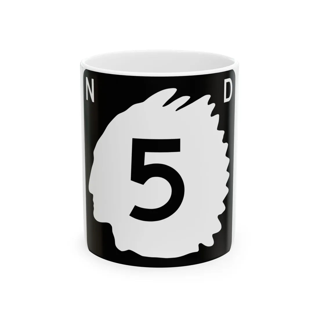 North Dakota 5 (North Dakota) (Road Sign) White Coffee Mug 11oz - Go Mug Yourself