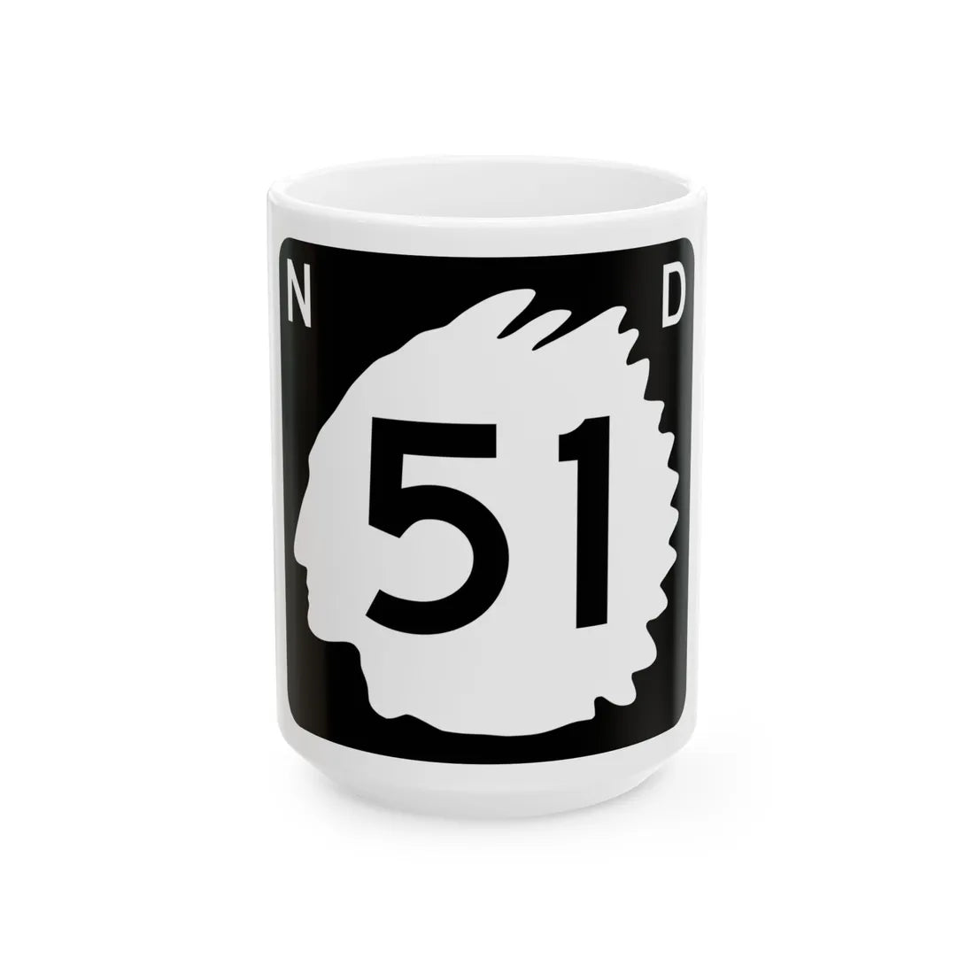 North Dakota 51 (North Dakota) (Road Sign) White Coffee Mug 15oz - Go Mug Yourself