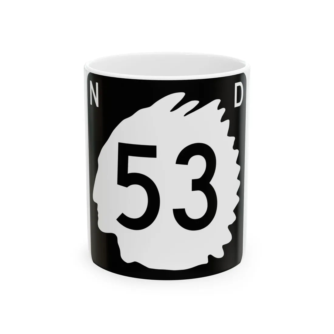 North Dakota 53 (North Dakota) (Road Sign) White Coffee Mug 11oz - Go Mug Yourself