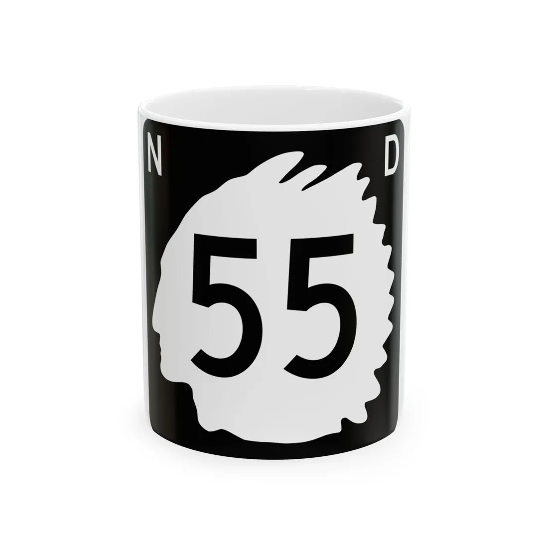 North Dakota 55 (North Dakota) (Road Sign) White Coffee Mug 11oz - Go Mug Yourself