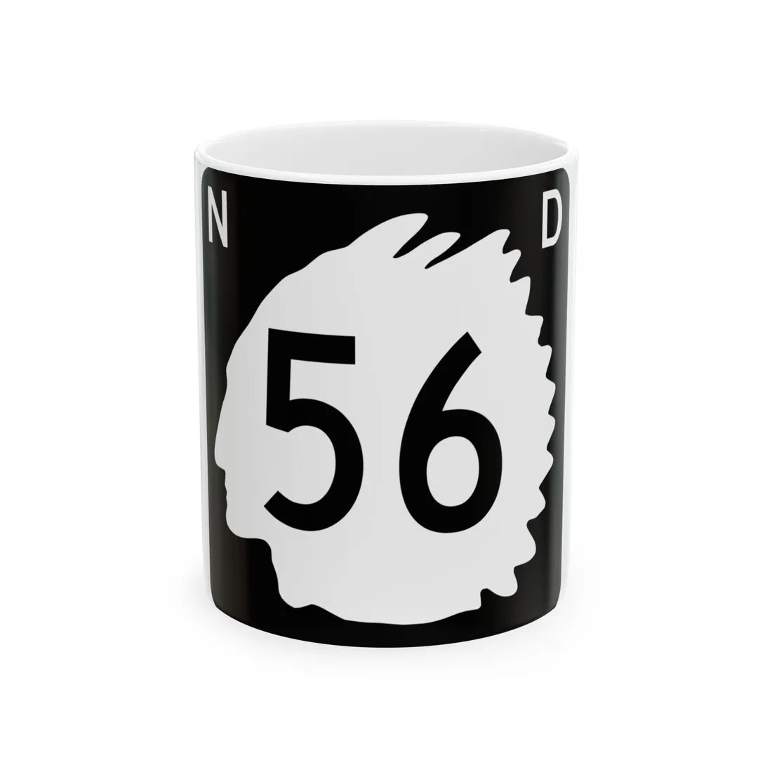 North Dakota 56 (North Dakota) (Road Sign) White Coffee Mug 11oz - Go Mug Yourself