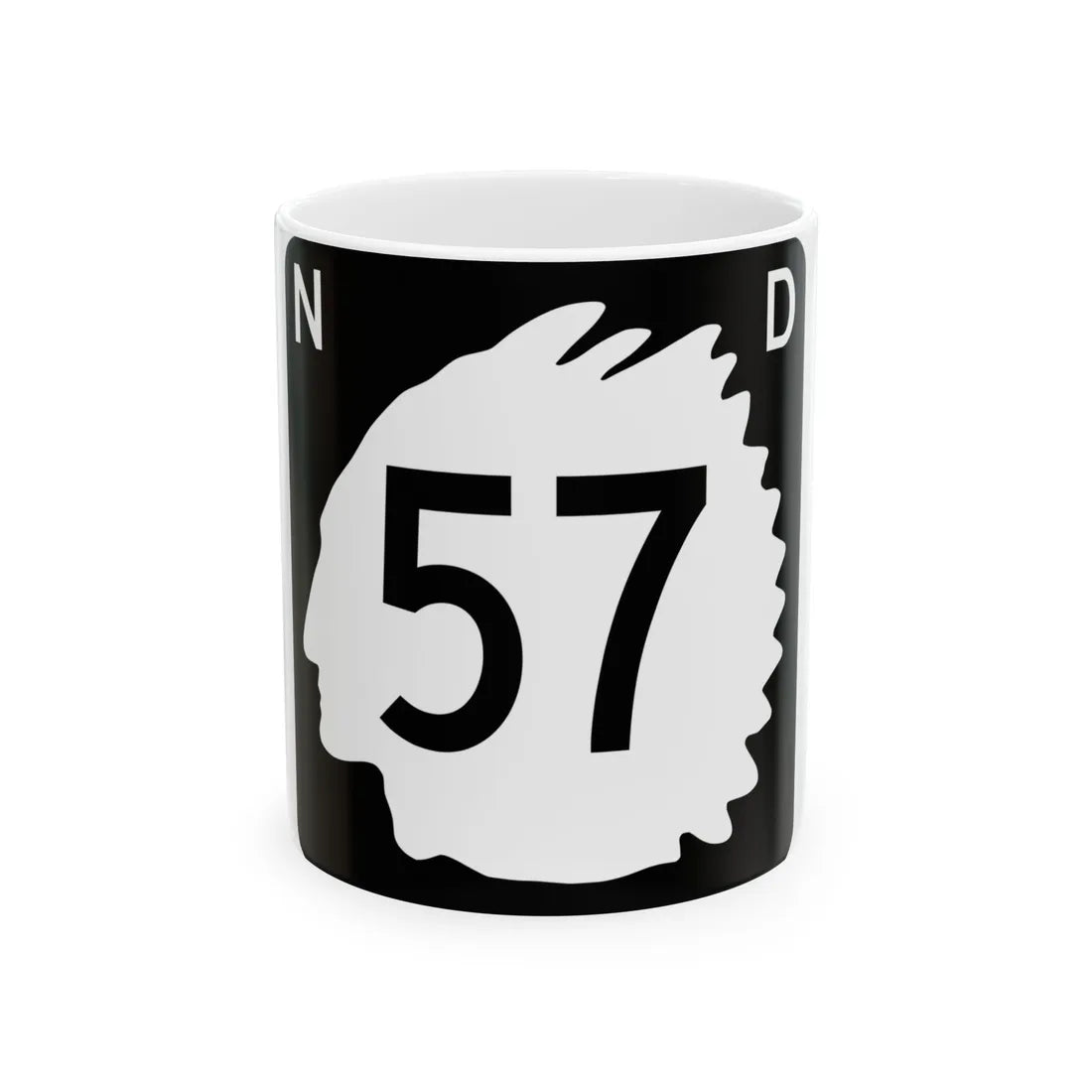 North Dakota 57 (North Dakota) (Road Sign) White Coffee Mug 11oz - Go Mug Yourself