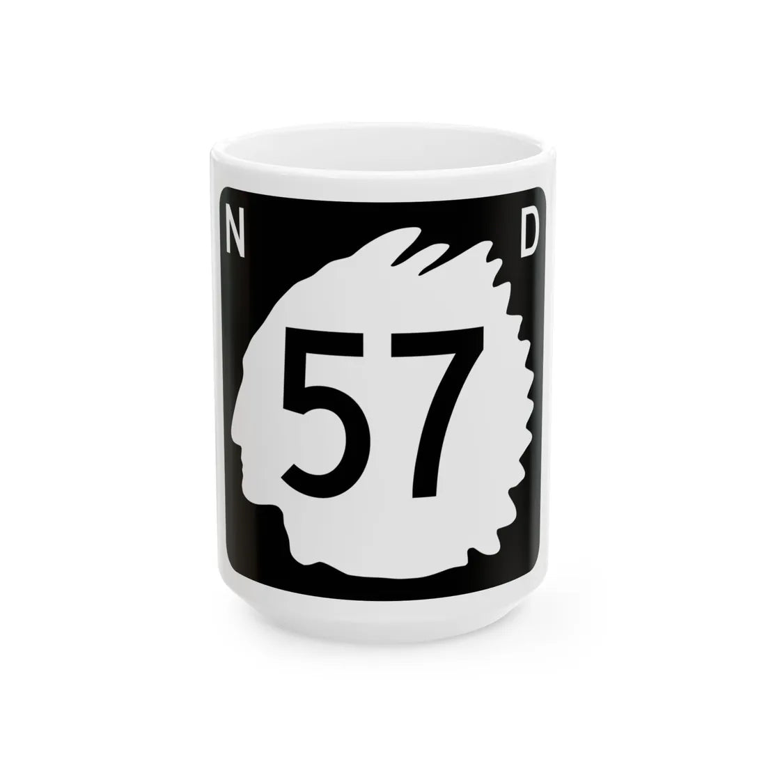 North Dakota 57 (North Dakota) (Road Sign) White Coffee Mug 15oz - Go Mug Yourself