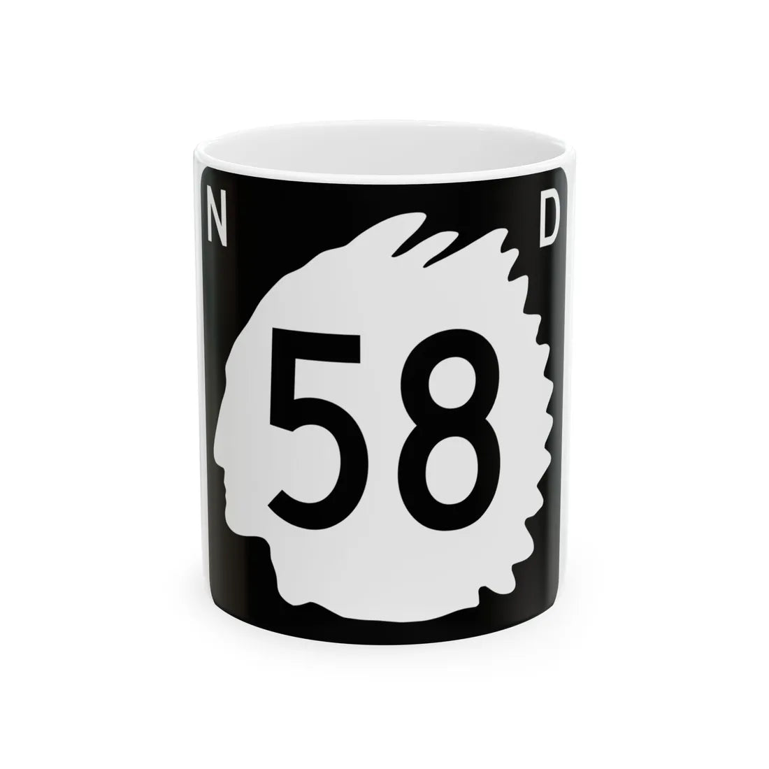 North Dakota 58 (North Dakota) (Road Sign) White Coffee Mug 11oz - Go Mug Yourself