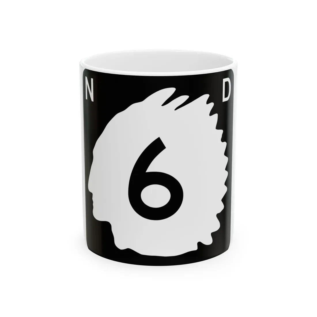 North Dakota 6 (North Dakota) (Road Sign) White Coffee Mug 11oz - Go Mug Yourself