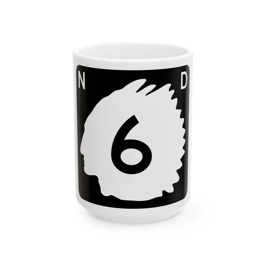 North Dakota 6 (North Dakota) (Road Sign) White Coffee Mug 15oz - Go Mug Yourself