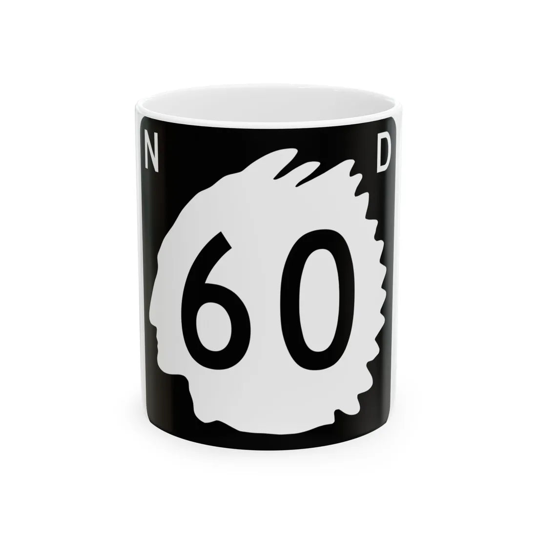 North Dakota 60 (North Dakota) (Road Sign) White Coffee Mug 11oz - Go Mug Yourself