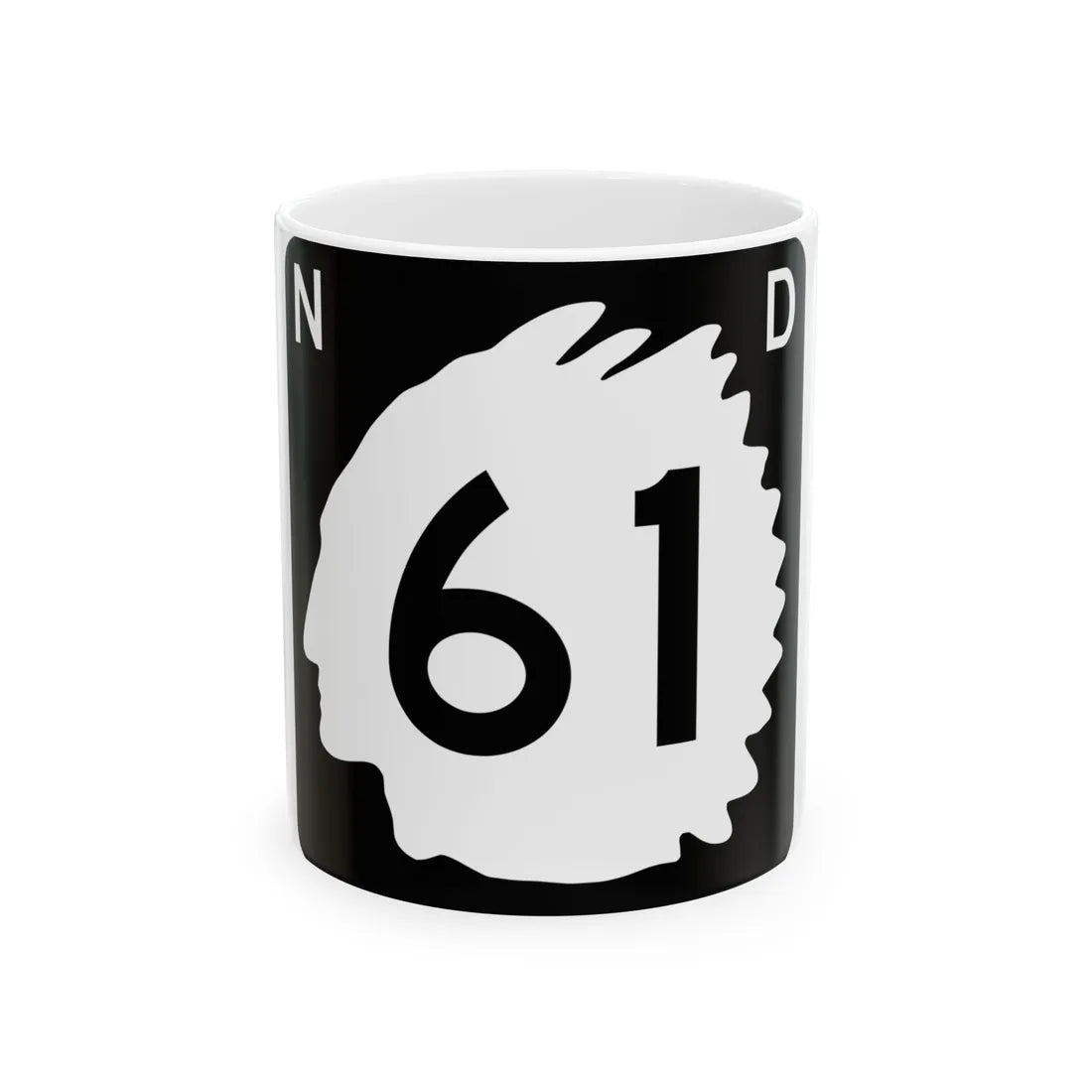 North Dakota 61 (North Dakota) (Road Sign) White Coffee Mug 11oz - Go Mug Yourself