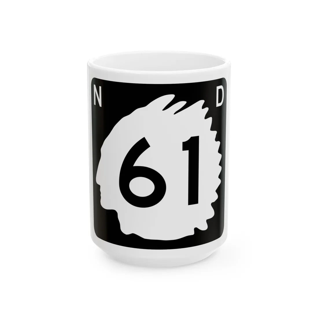 North Dakota 61 (North Dakota) (Road Sign) White Coffee Mug 15oz - Go Mug Yourself