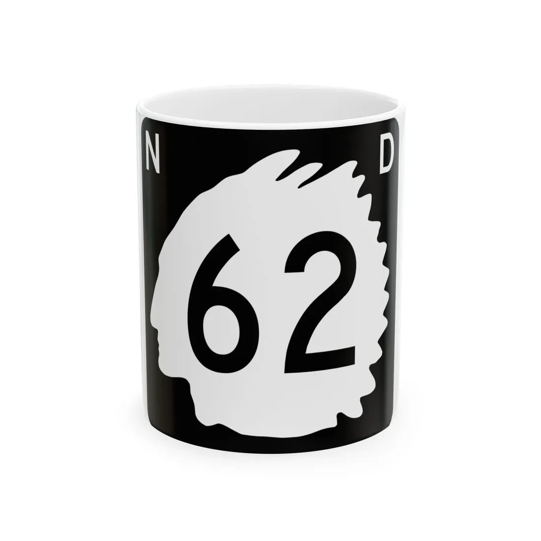 North Dakota 62 (North Dakota) (Road Sign) White Coffee Mug 11oz - Go Mug Yourself
