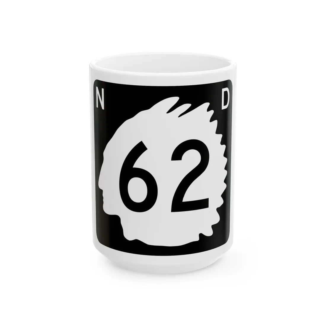 North Dakota 62 (North Dakota) (Road Sign) White Coffee Mug 15oz - Go Mug Yourself