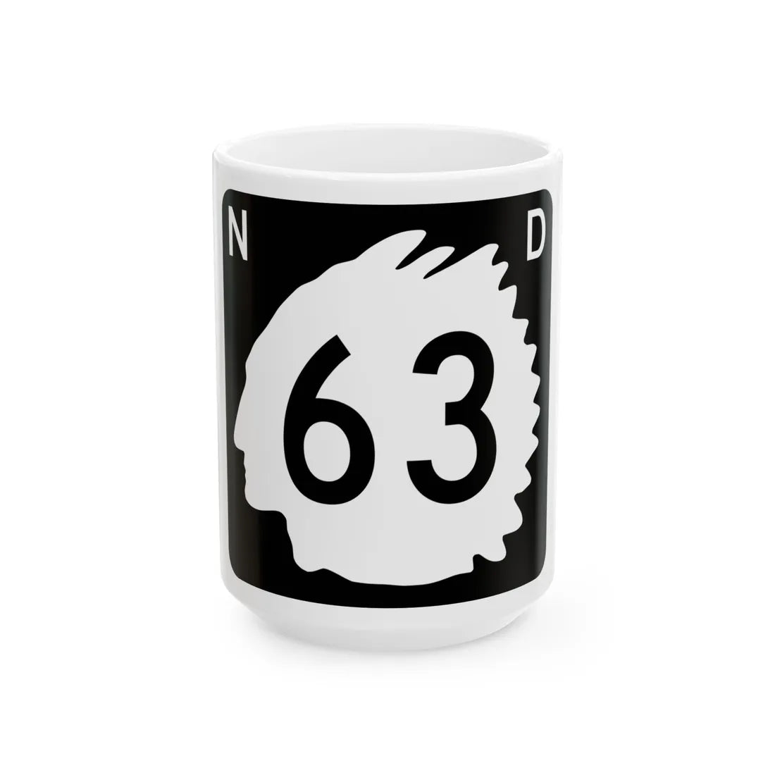 North Dakota 63 (North Dakota) (Road Sign) White Coffee Mug 15oz - Go Mug Yourself