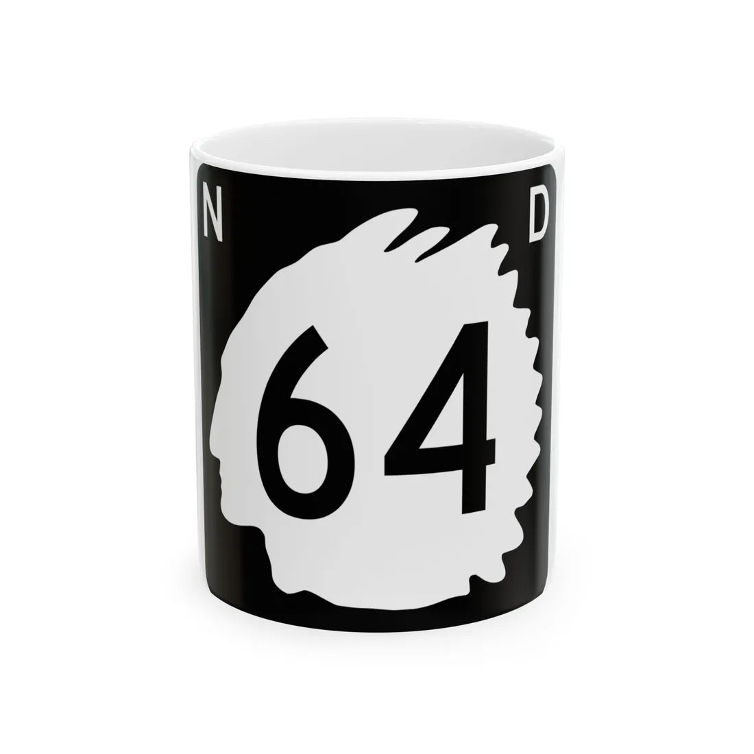 North Dakota 64 (North Dakota) (Road Sign) White Coffee Mug 11oz - Go Mug Yourself