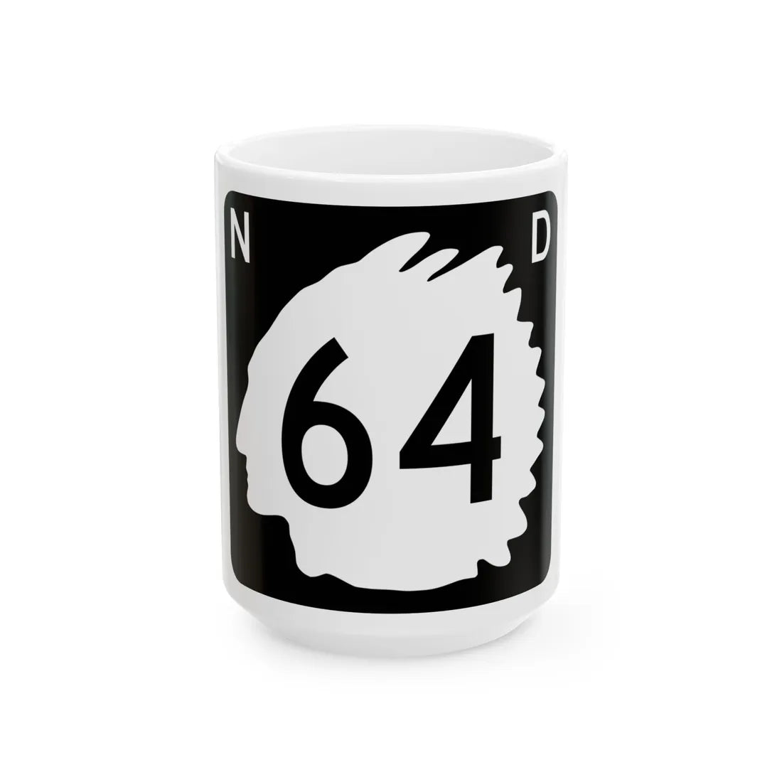 North Dakota 64 (North Dakota) (Road Sign) White Coffee Mug 15oz - Go Mug Yourself