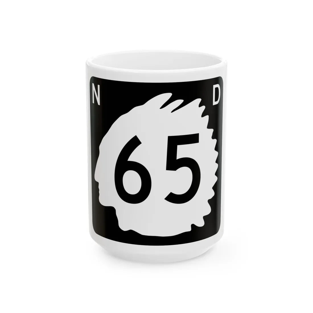 North Dakota 65 (North Dakota) (Road Sign) White Coffee Mug 15oz - Go Mug Yourself