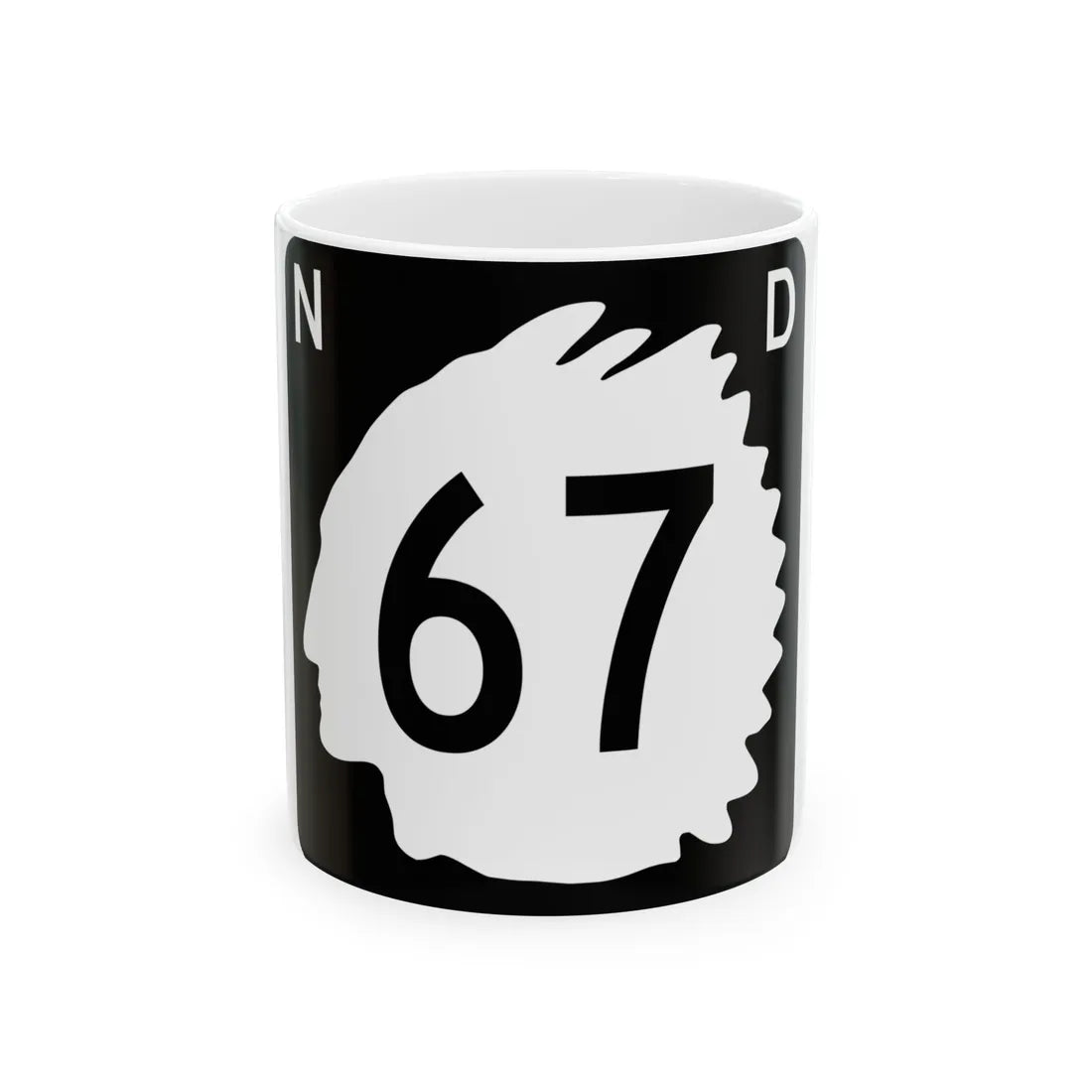 North Dakota 67 (North Dakota) (Road Sign) White Coffee Mug 11oz - Go Mug Yourself