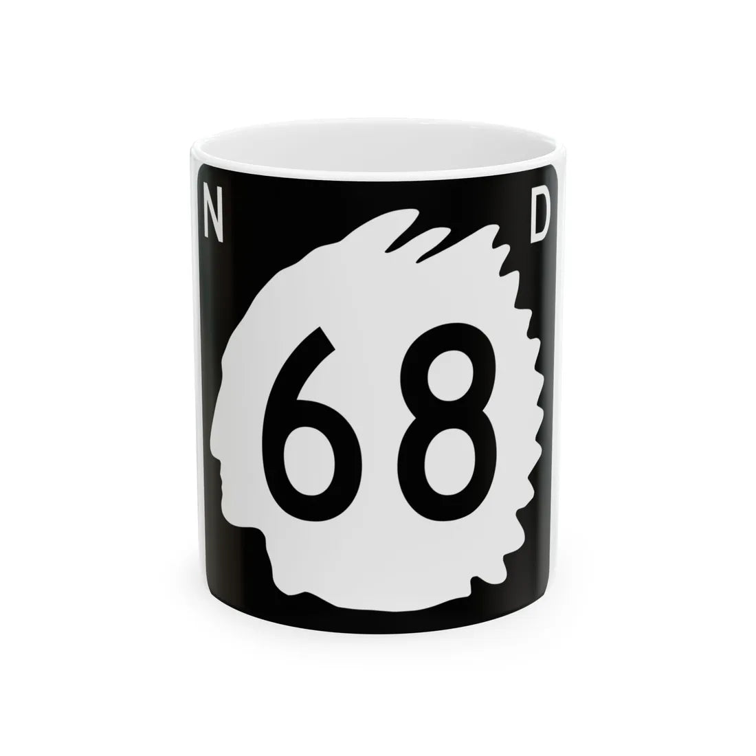 North Dakota 68 (North Dakota) (Road Sign) White Coffee Mug 11oz - Go Mug Yourself
