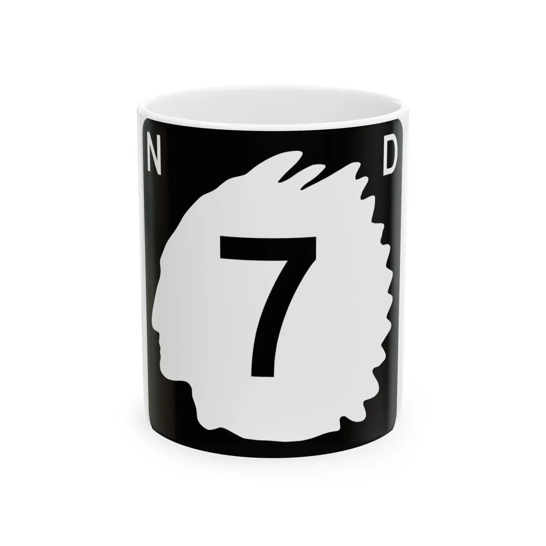 North Dakota 7 (North Dakota) (Road Sign) White Coffee Mug 11oz - Go Mug Yourself