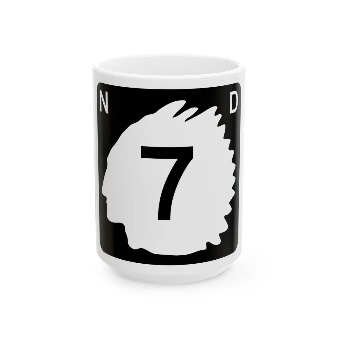 North Dakota 7 (North Dakota) (Road Sign) White Coffee Mug 15oz - Go Mug Yourself