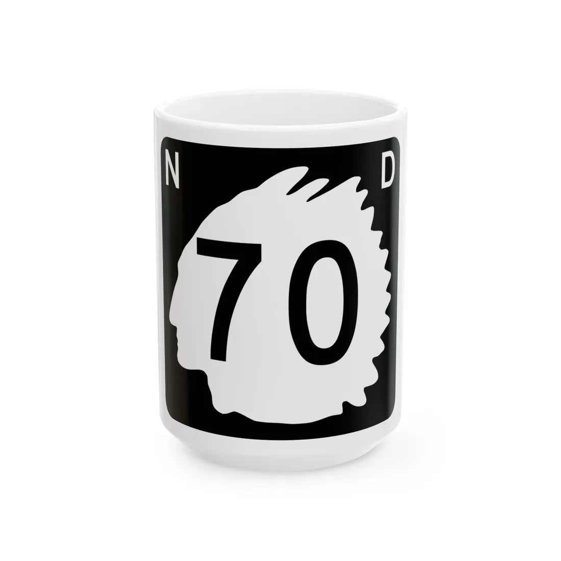 North Dakota 70 (North Dakota) (Road Sign) White Coffee Mug 15oz - Go Mug Yourself