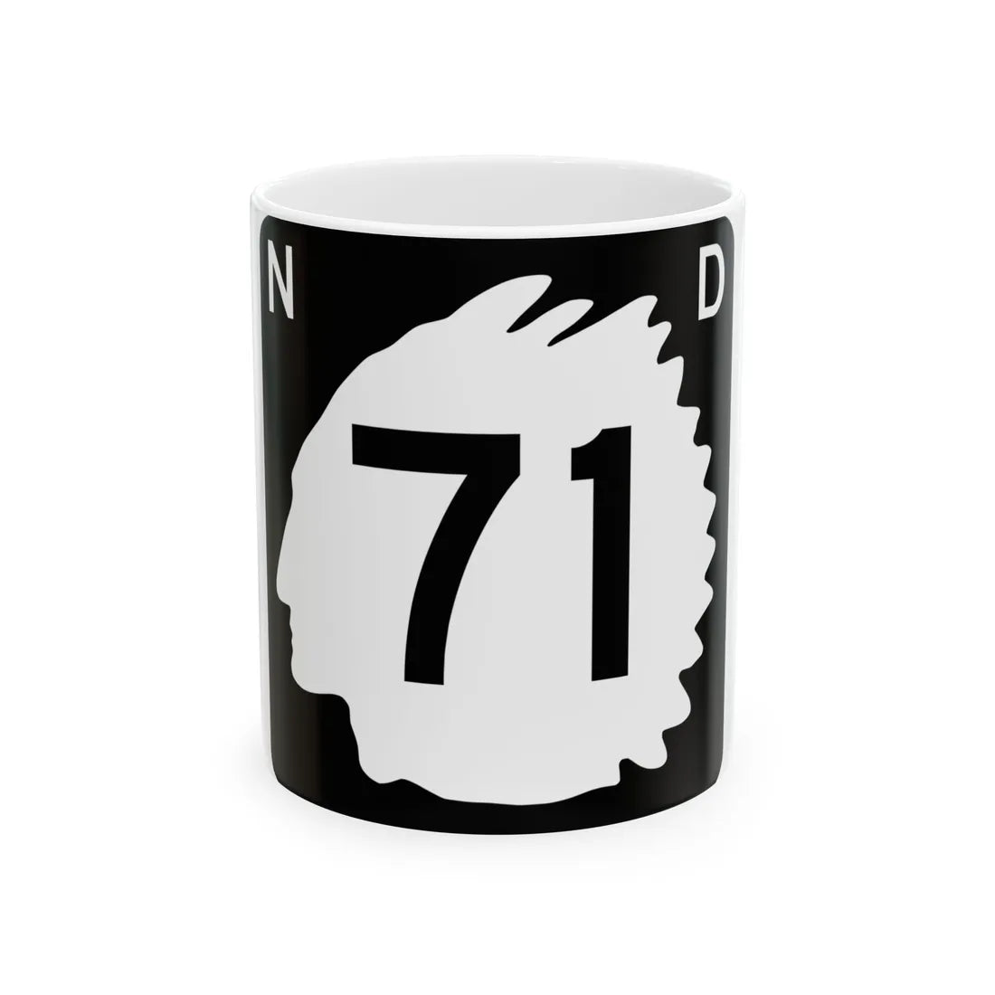North Dakota 71 (North Dakota) (Road Sign) White Coffee Mug 11oz - Go Mug Yourself