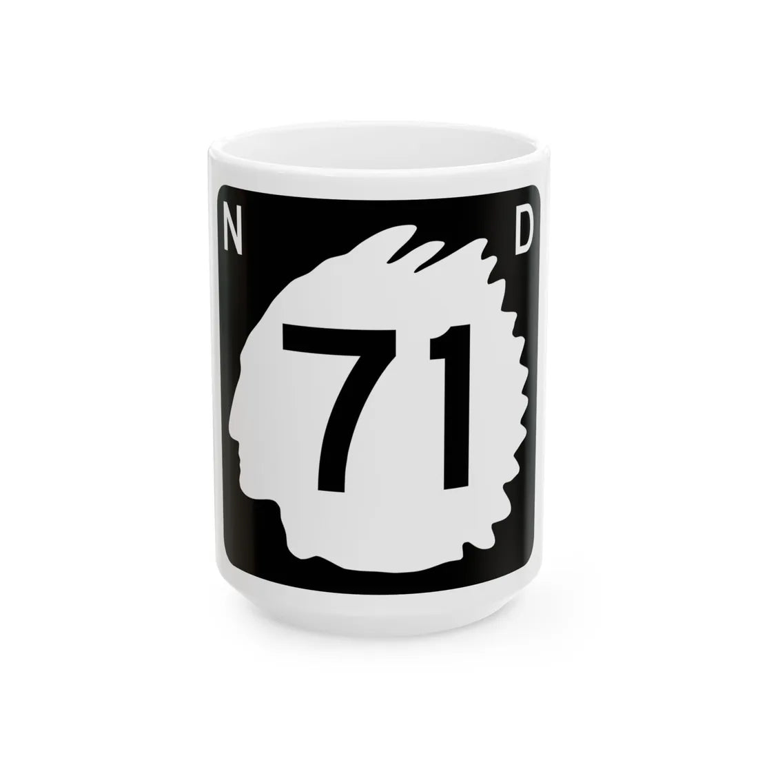 North Dakota 71 (North Dakota) (Road Sign) White Coffee Mug 15oz - Go Mug Yourself