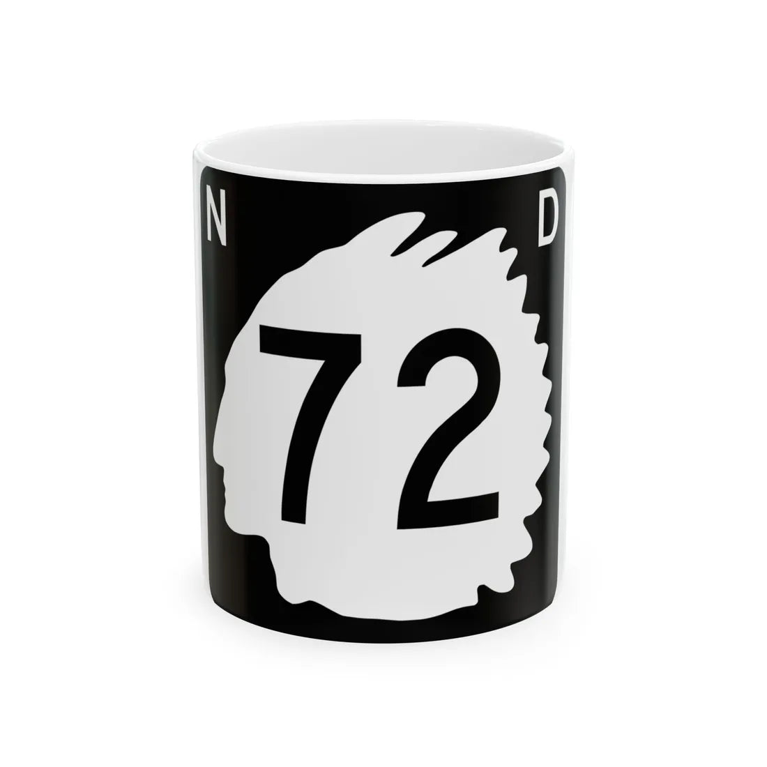 North Dakota 72 (North Dakota) (Road Sign) White Coffee Mug 11oz - Go Mug Yourself