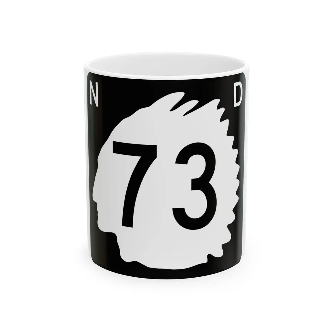 North Dakota 73 (North Dakota) (Road Sign) White Coffee Mug 11oz - Go Mug Yourself