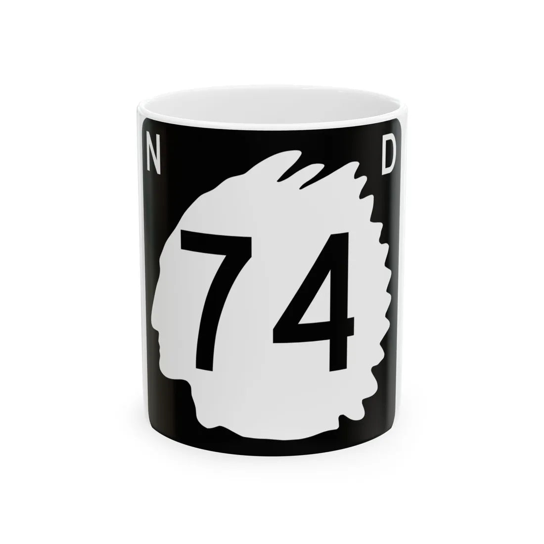 North Dakota 74 (North Dakota) (Road Sign) White Coffee Mug 11oz - Go Mug Yourself