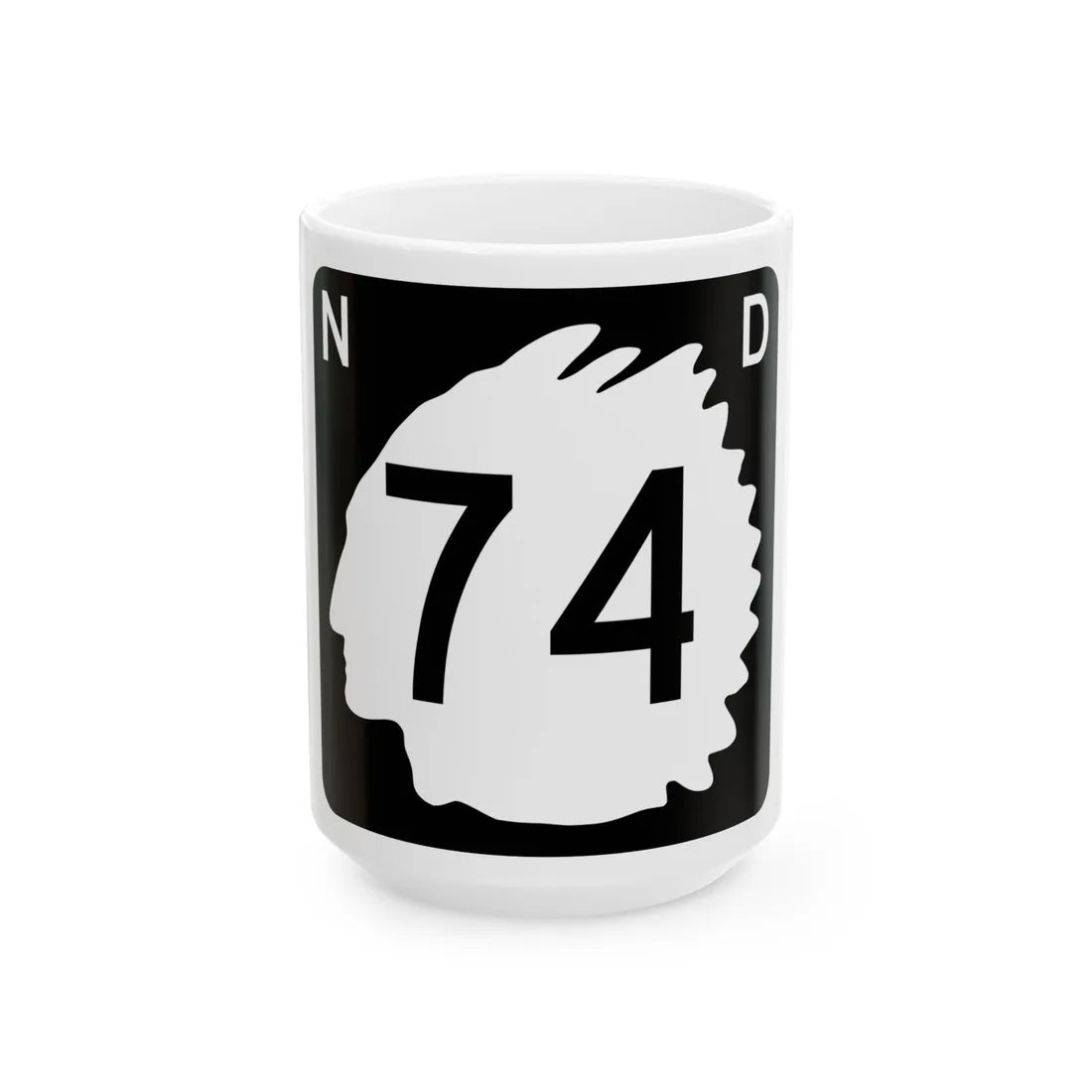 North Dakota 74 (North Dakota) (Road Sign) White Coffee Mug 15oz - Go Mug Yourself