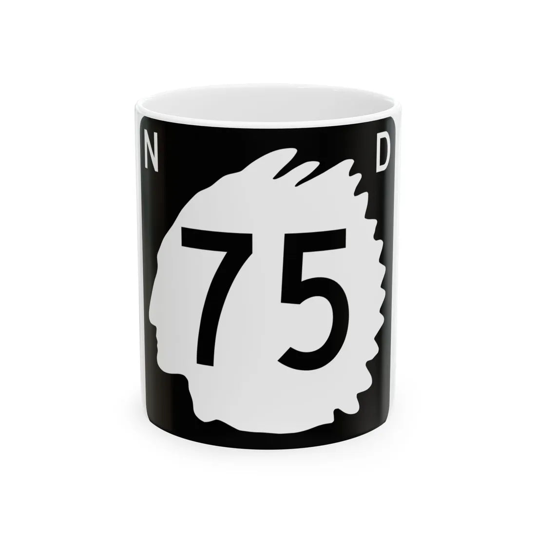 North Dakota 75 (North Dakota) (Road Sign) White Coffee Mug 11oz - Go Mug Yourself