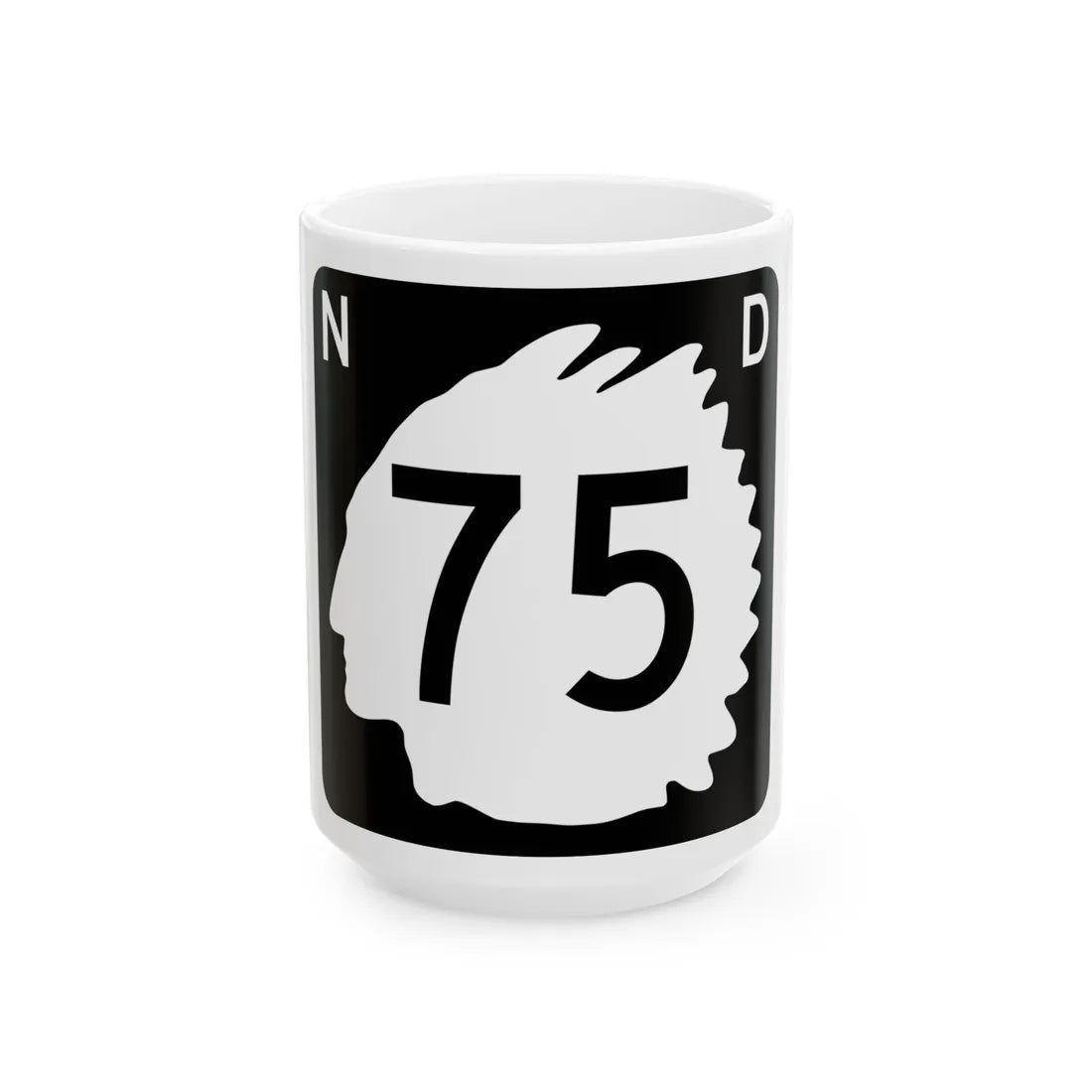 North Dakota 75 (North Dakota) (Road Sign) White Coffee Mug 15oz - Go Mug Yourself