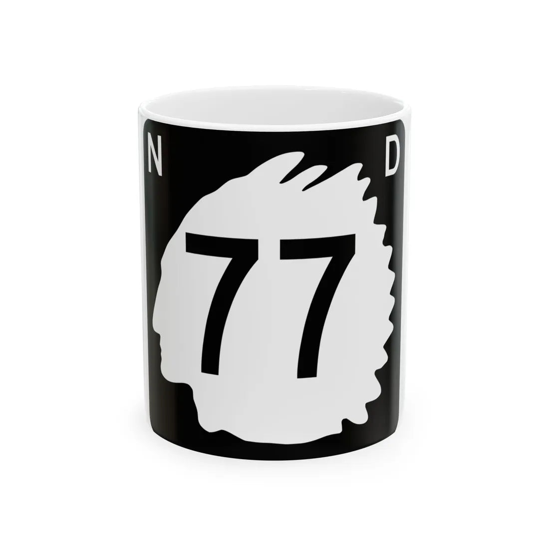 North Dakota 77 (North Dakota) (Road Sign) White Coffee Mug 11oz - Go Mug Yourself