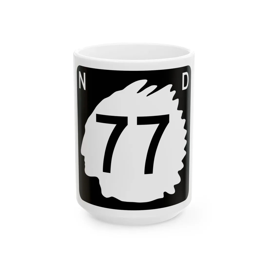 North Dakota 77 (North Dakota) (Road Sign) White Coffee Mug 15oz - Go Mug Yourself