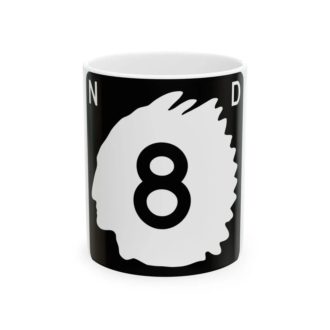 North Dakota 8 (North Dakota) (Road Sign) White Coffee Mug 11oz - Go Mug Yourself