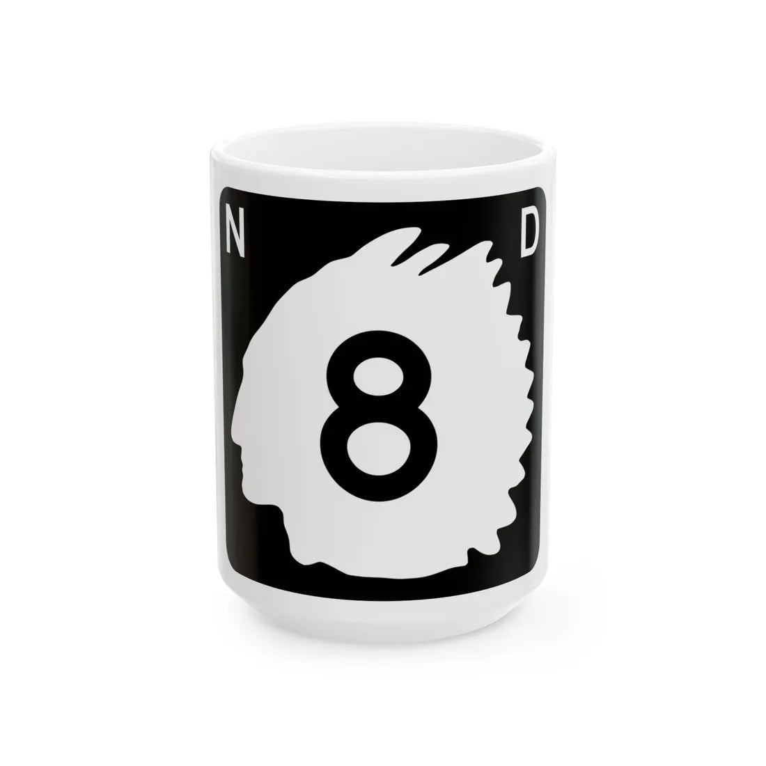 North Dakota 8 (North Dakota) (Road Sign) White Coffee Mug 15oz - Go Mug Yourself