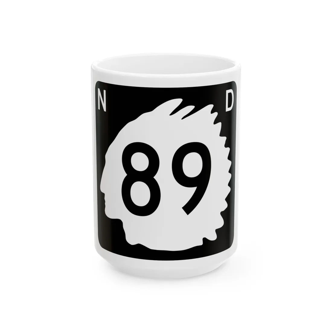 North Dakota 89 (North Dakota) (Road Sign) White Coffee Mug 15oz - Go Mug Yourself