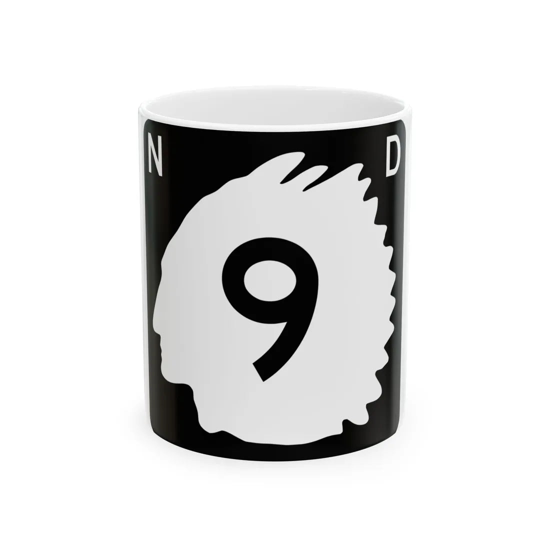 North Dakota 9 (North Dakota) (Road Sign) White Coffee Mug 11oz - Go Mug Yourself