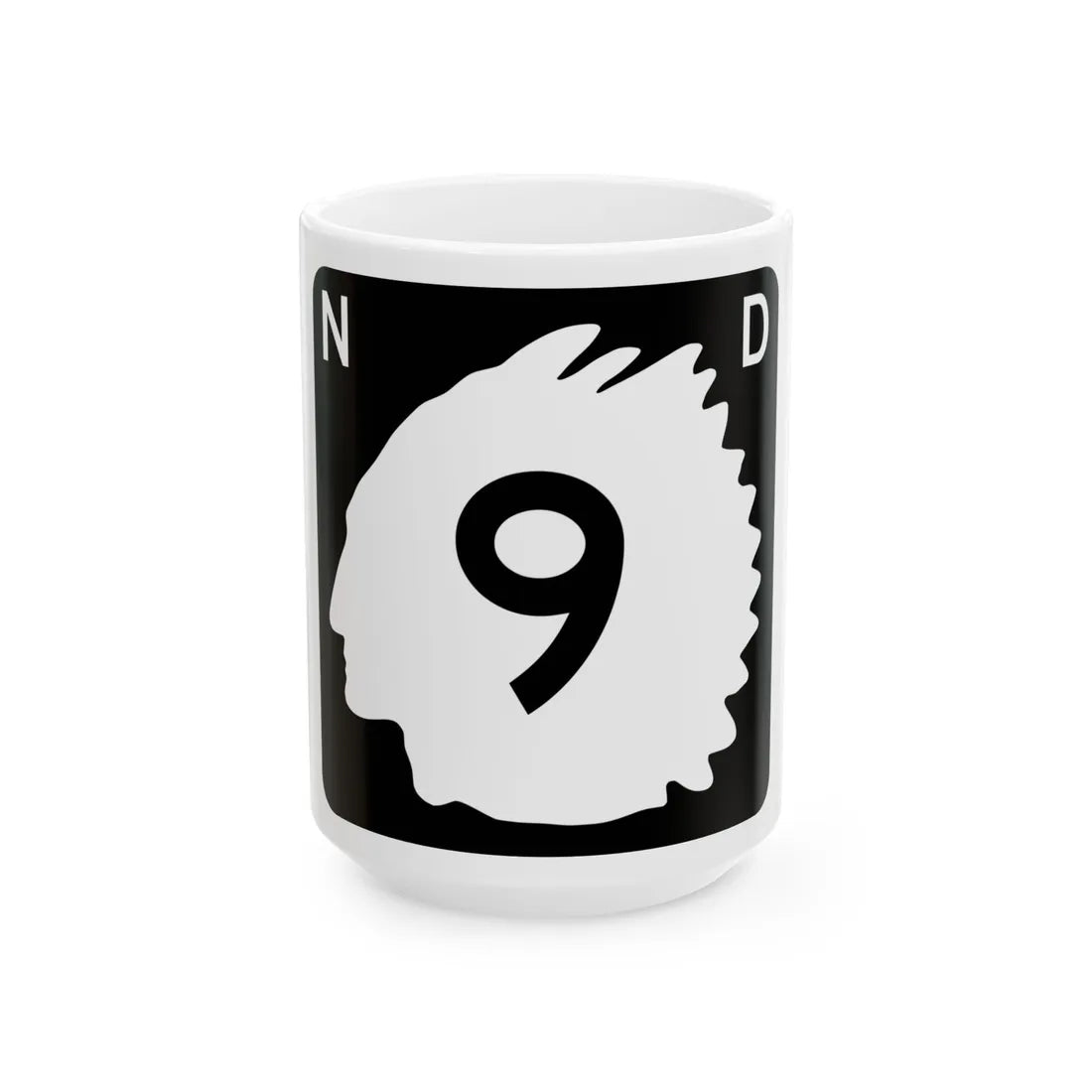 North Dakota 9 (North Dakota) (Road Sign) White Coffee Mug 15oz - Go Mug Yourself