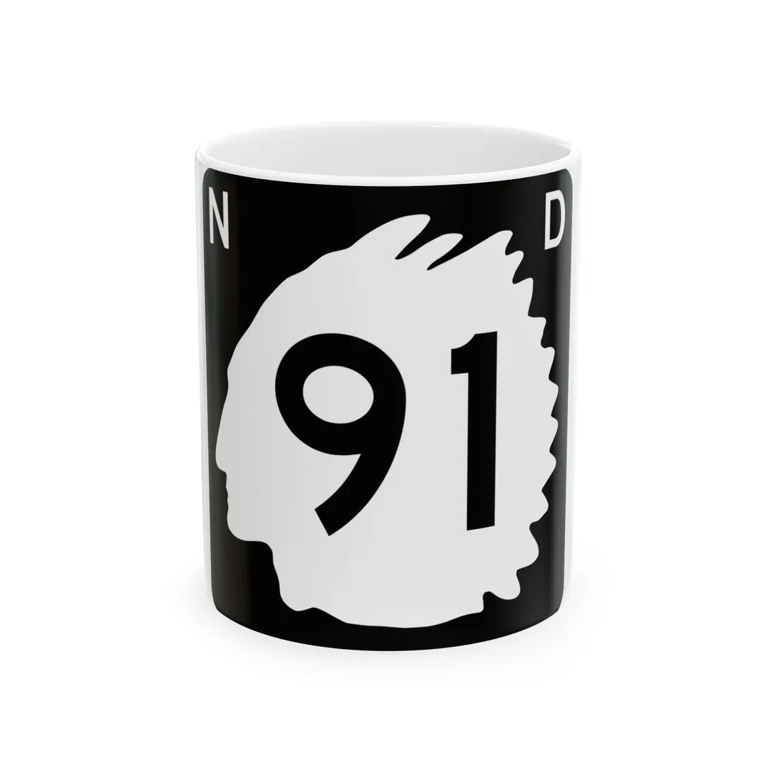 North Dakota 91 (North Dakota) (Road Sign) White Coffee Mug 11oz - Go Mug Yourself