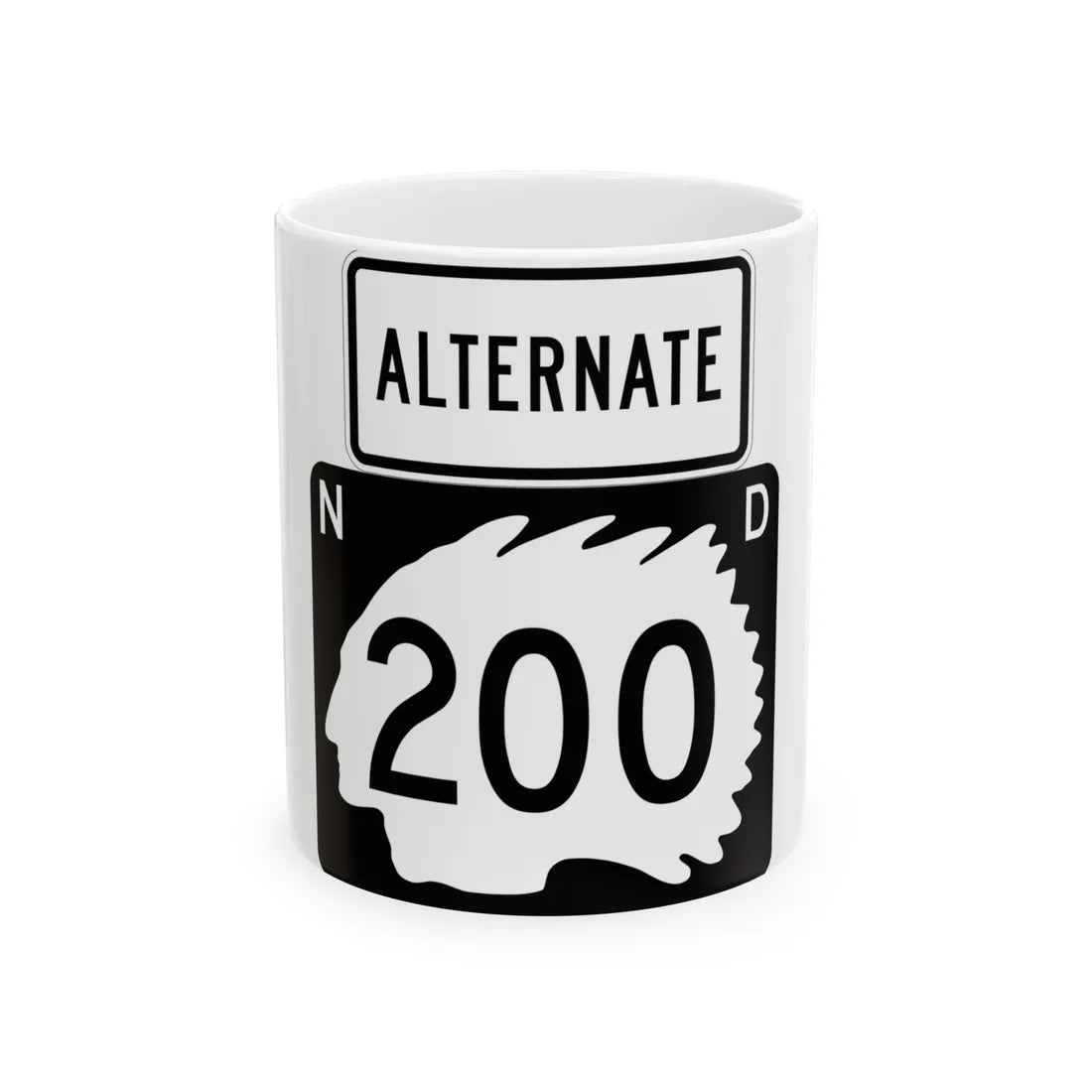 North Dakota Alt 200 (North Dakota) (Road Sign) White Coffee Mug 11oz - Go Mug Yourself