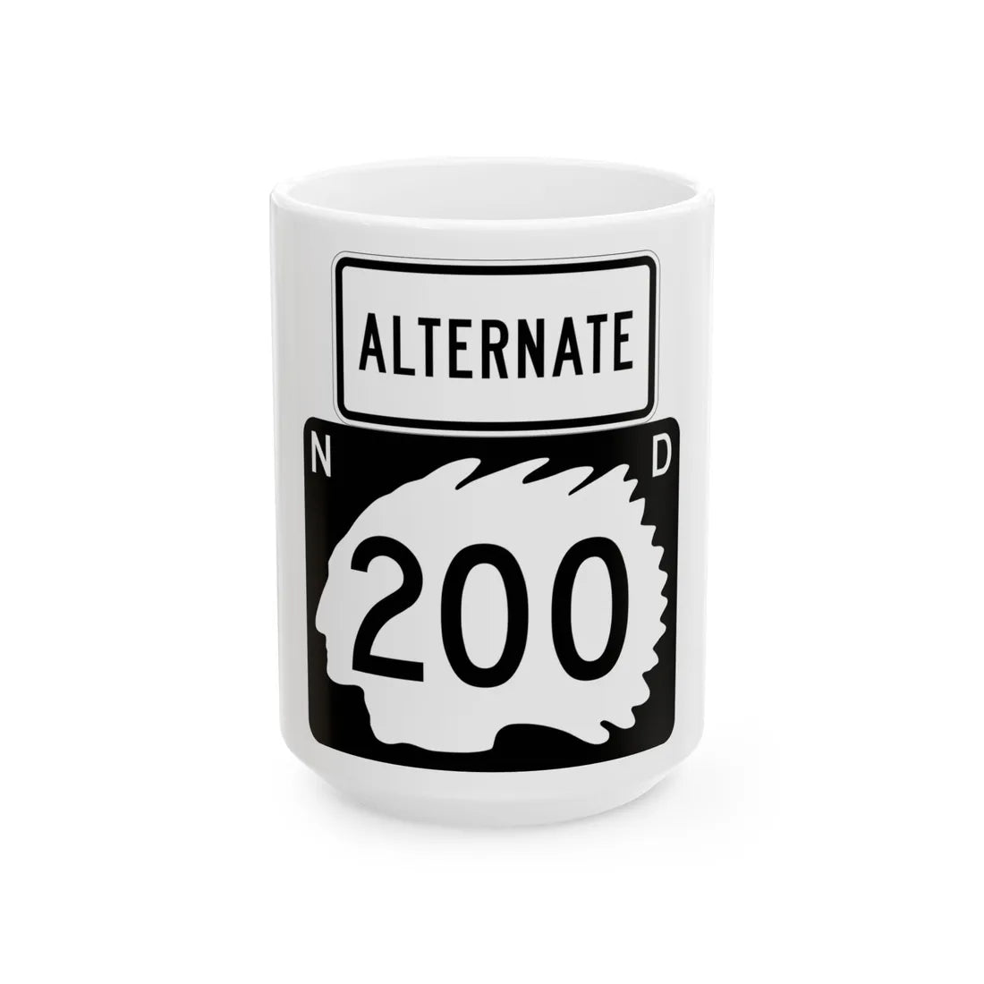 North Dakota Alt 200 (North Dakota) (Road Sign) White Coffee Mug 15oz - Go Mug Yourself