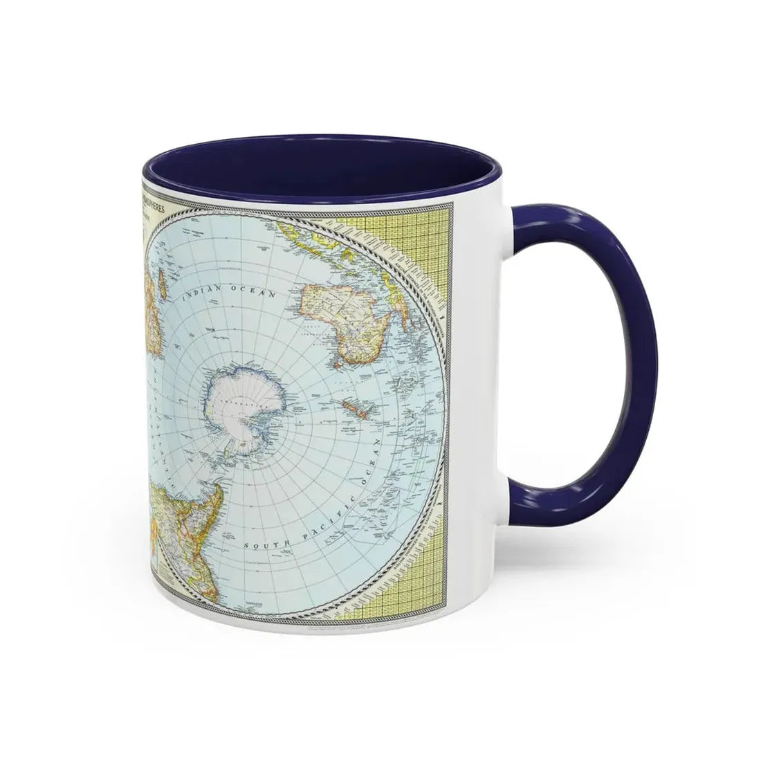 Northern and Southern Hemispheres (1943) (Map) Accent Coffee Mug - Go Mug Yourself