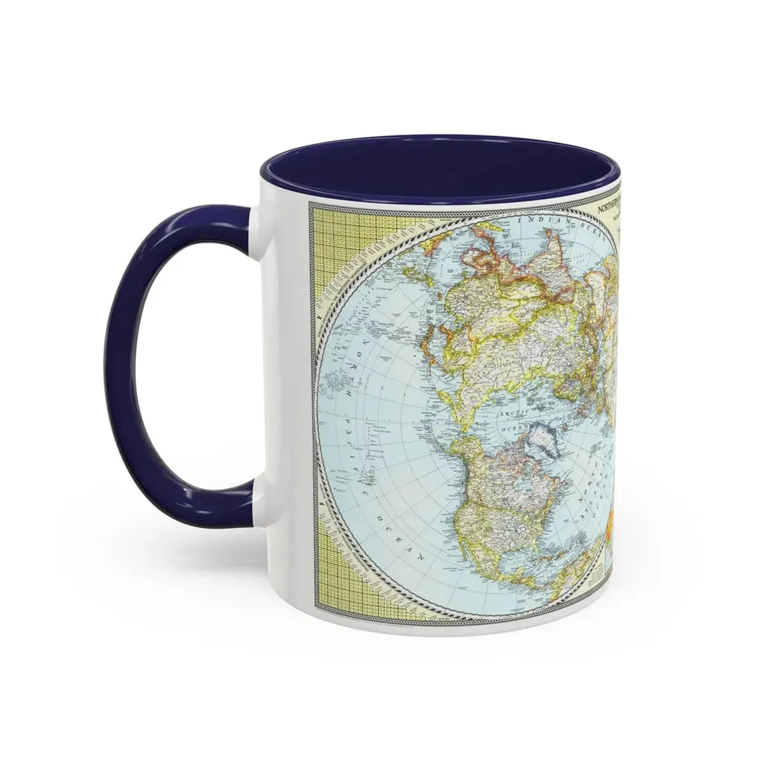 Northern and Southern Hemispheres (1943) (Map) Accent Coffee Mug - Go Mug Yourself
